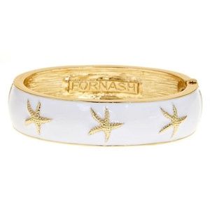 Fornash Castaway Starfish White Enamel Hinged Bangle Bracelet Brand New